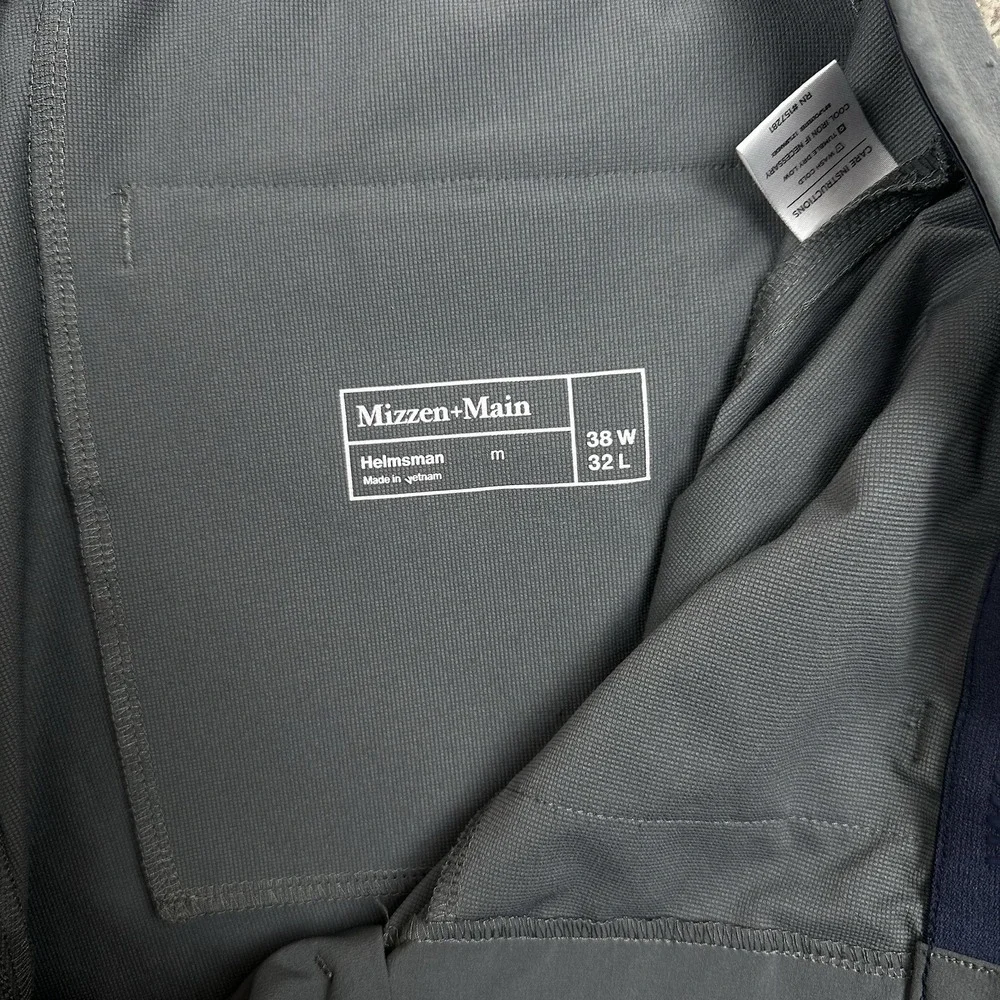 Mizzen Main Helmsman Pants Mens 38x32 Gray Slim Performance Stretch Chino Golf‎
